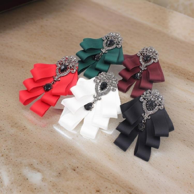 Ribbon Bows Brooch Rhinestones Pretied Bowtie for Women Men Wedding Party Christmas Ceremony Crystal Bowknot Neck Tie