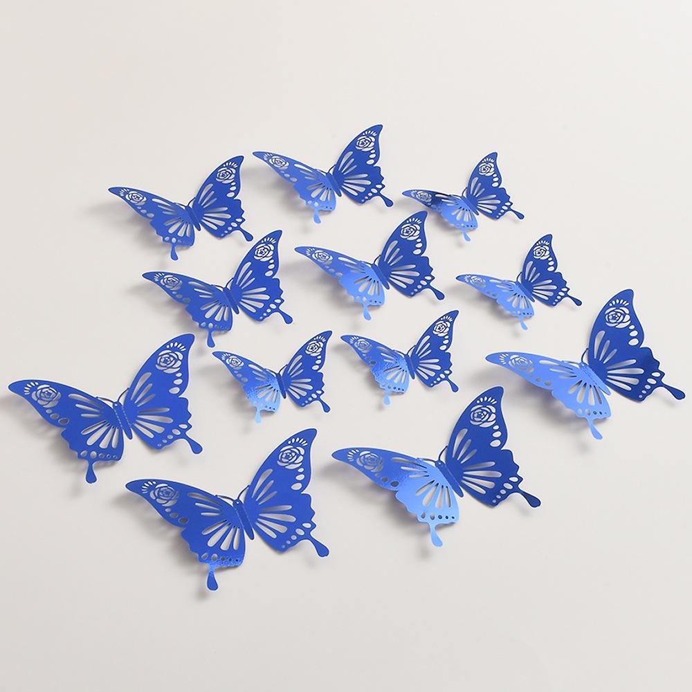 12Pcs Butterfly Stickers 3D Flash Color Wall Stickers for Home Decor Gold Silver Red Blue Stickers for Tile Window Diy Wall Art
