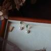 Small Mini Exquisite Shiny Emerald Diamond Pearl Earrings Fashionable Temperament Earrings French Style