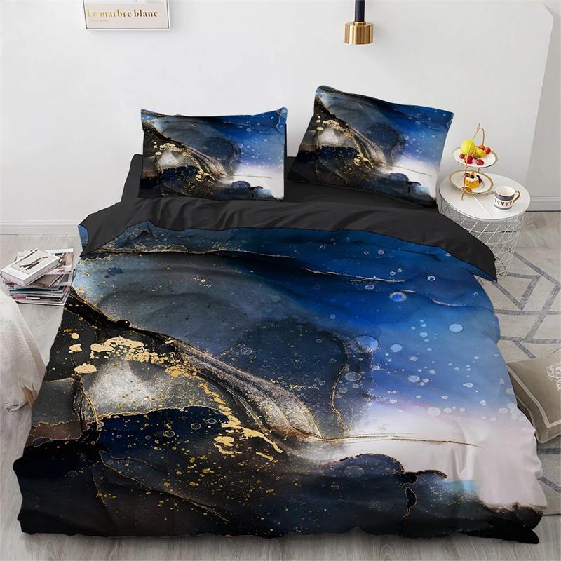 Marble King Queen Duvet Cover Cool Black White Texture Pattern Bedding Set Teens Adults 2 3pcs Polyester Quilt Cover