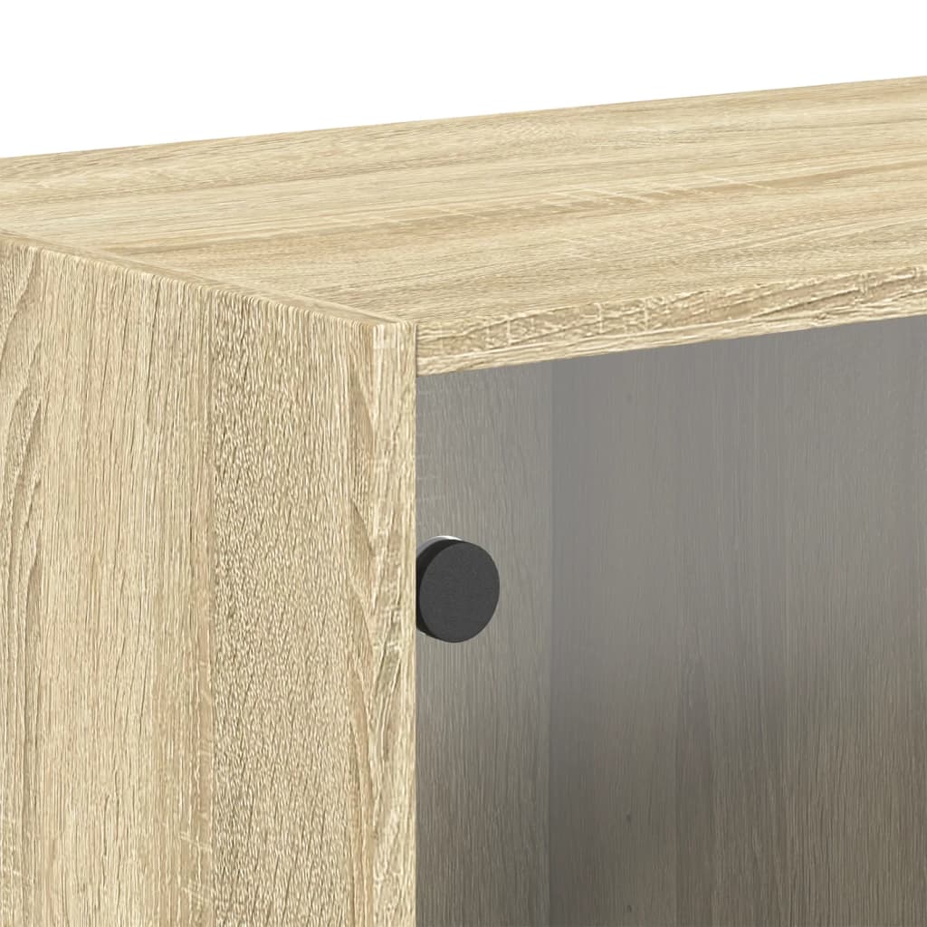 Wall Cabinet with Glass Doors Sonoma Oak 68.5 X 37 X 35 Cm