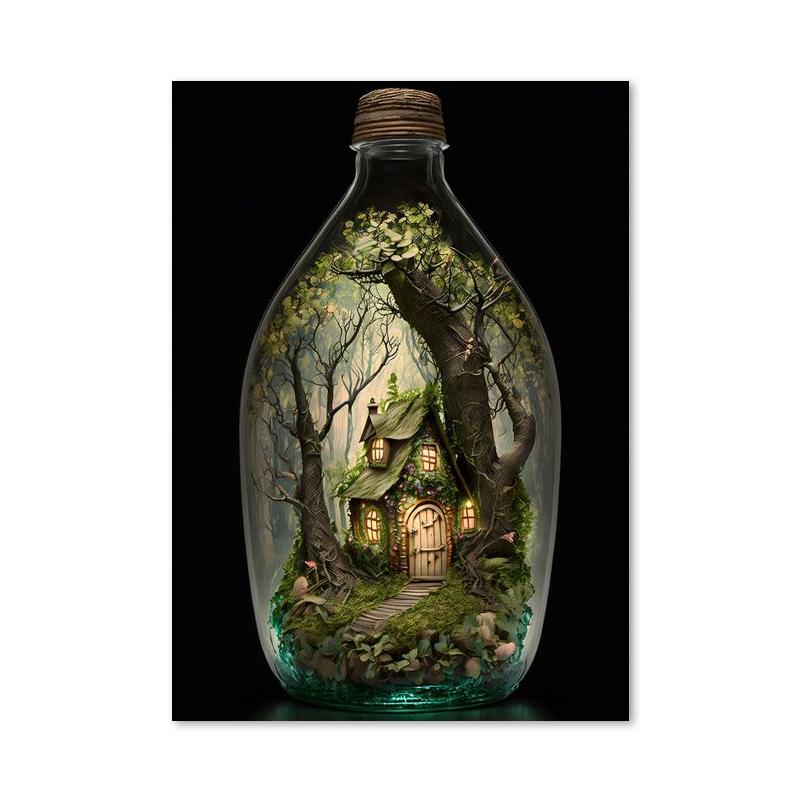 In Bottle Castle Forest Beach Hot Air Balloon Canvas Printings Posters and Prints Wall Art Pictures for Living Room Home Decor