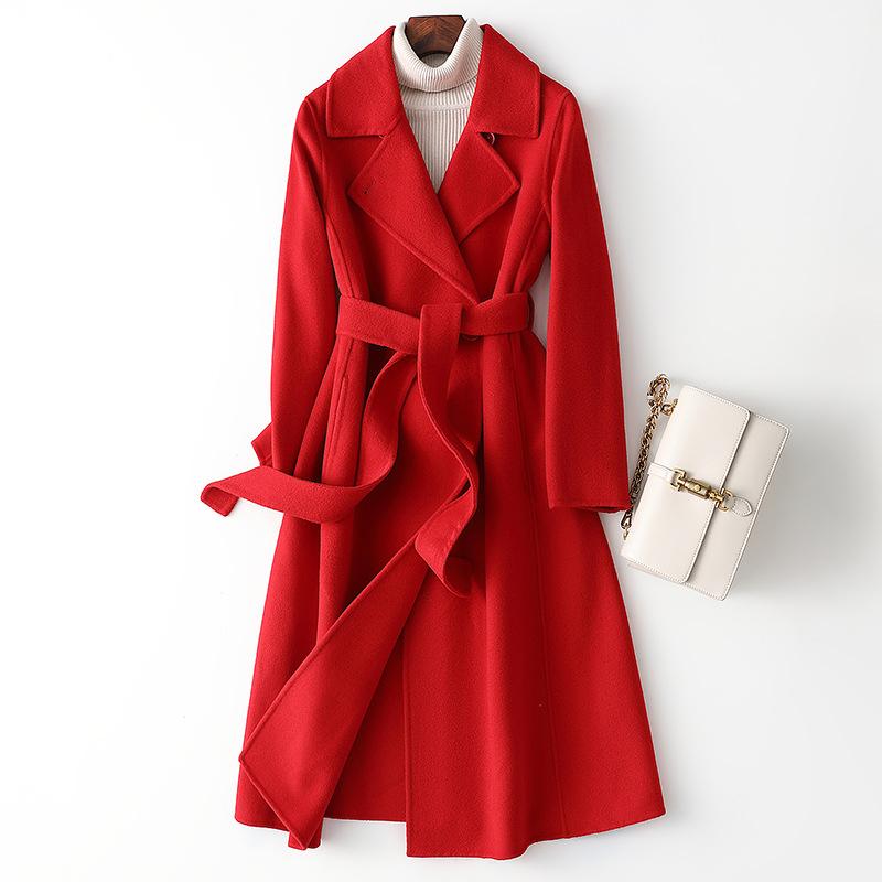 Double-sided Cashmere Coat Women's New Slim-fitting and Thin Long High-end Woolen Coat