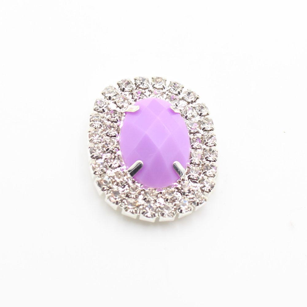 10 pieces of 23 * 28mm double row oval flat crystal four hole sewn rhinestone buttons DIY clothing hair clip decoration accessor
