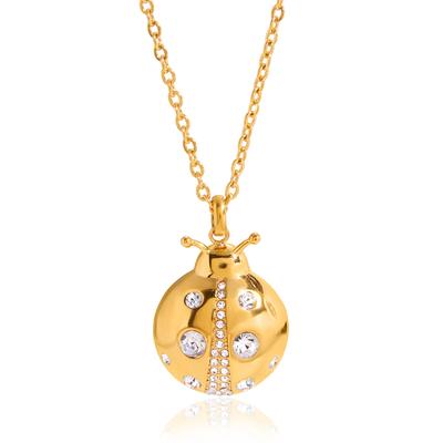 Youthway Classic Zircon Ladybird Pendant Necklace For Women Minimalist  Gold Plated Stainless Steel Necklace Fashion Jewelry