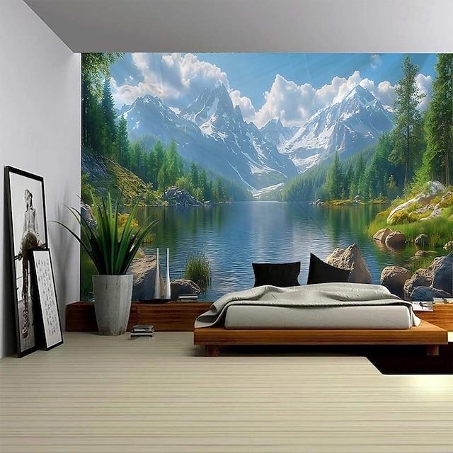 Tapestry is a large wall painting depicting a river and a forest. 75x100