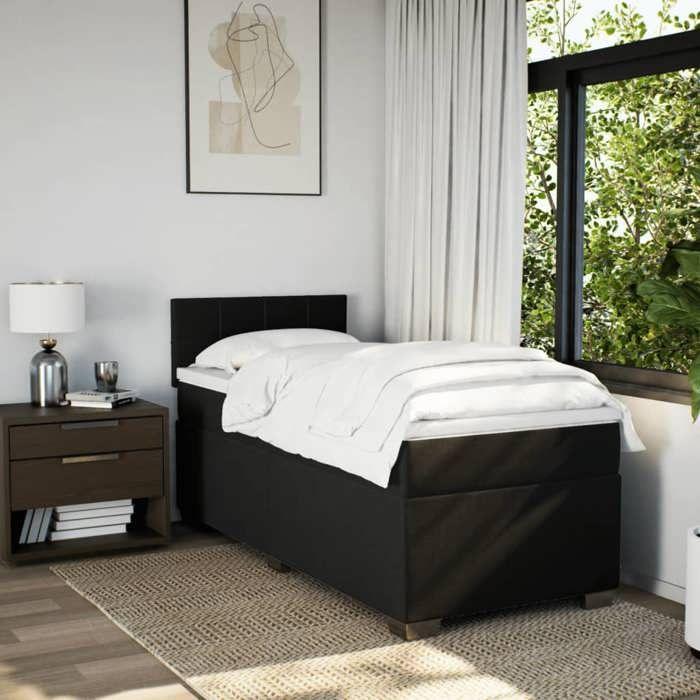 VidaXL Sommier à lattes de lit avec matelas Noir 90x190 cm Tissu 3285745