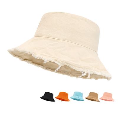 Cotton Basin Hat Solid Color Denim Fisherman Hat Women's Summer Sun Hat