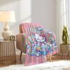 For Hello Kitty, Rainbow, Candy LandAnime-Themed Flannel Blanket, Glam Style, Digital Print, All-Season Comfort, Tear-Resistant, Knitted Cra