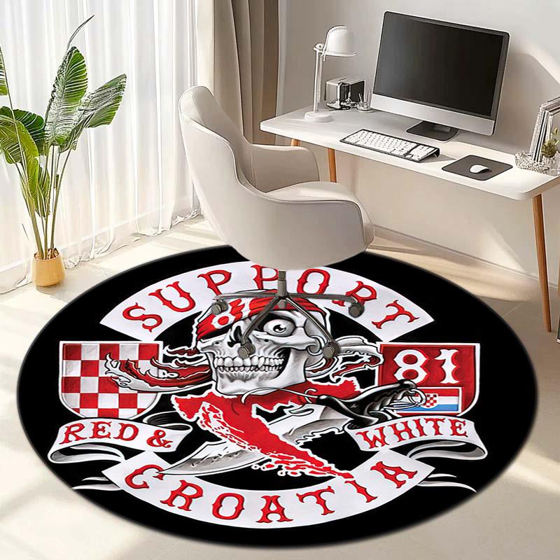 Gang violence Motorcycle enthusiasts Hells Angels Motorcycle Club circular carpet is soft, home, bedroom, door mat decoration, and non slip carpet E5