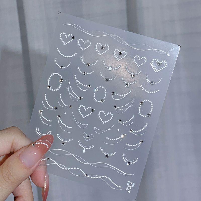 

New Arrival Three-Dimensional Relief Bright Crystal Adhesive Nail Sticker Pearl Love French Heart Sticker-Crystal Diamond 1