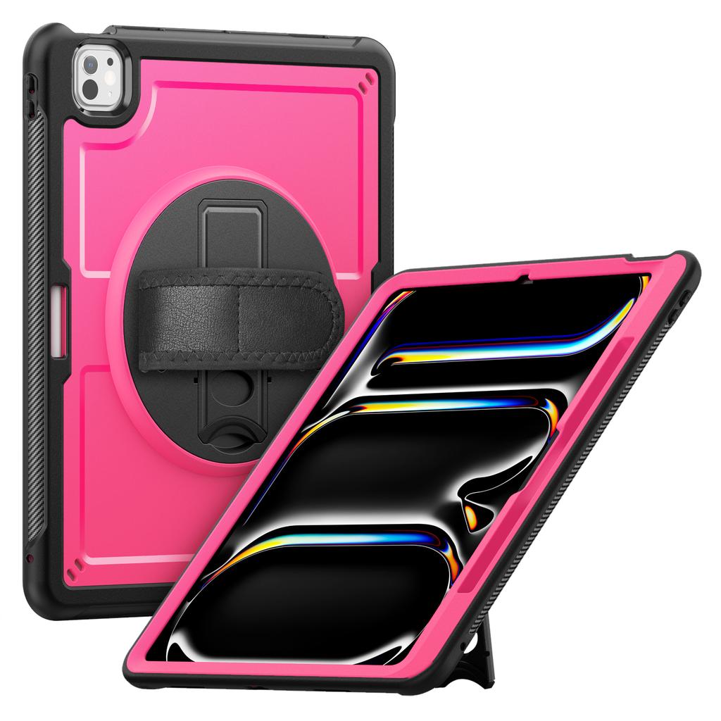 For iPad Pro 13 (2025)/13 (2024) Case Kickstand PC TPE Tablet Cover with Hand Strap