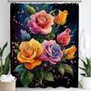 Rosebud Shower Curtain, Floral Plants, Spring Bathroom Decorative Shower Curtain, Waterproof Shower Curtain With Hooks