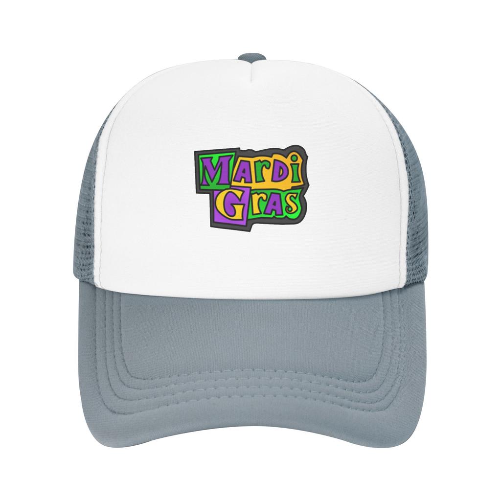 Mardi Gras Logo Trucker Hat Lightweight Polyester Mesh Baseball Cap for Carnival and Festival Parties Adult