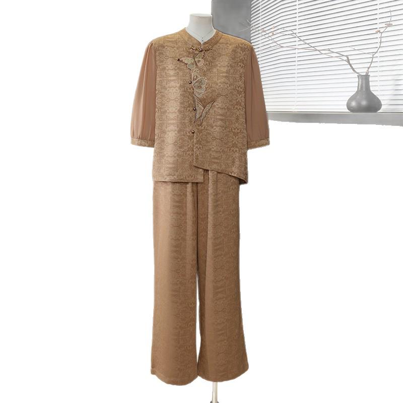 Chic 2026 Summer Embroidered Two-Piece Suit for Stylish Moms