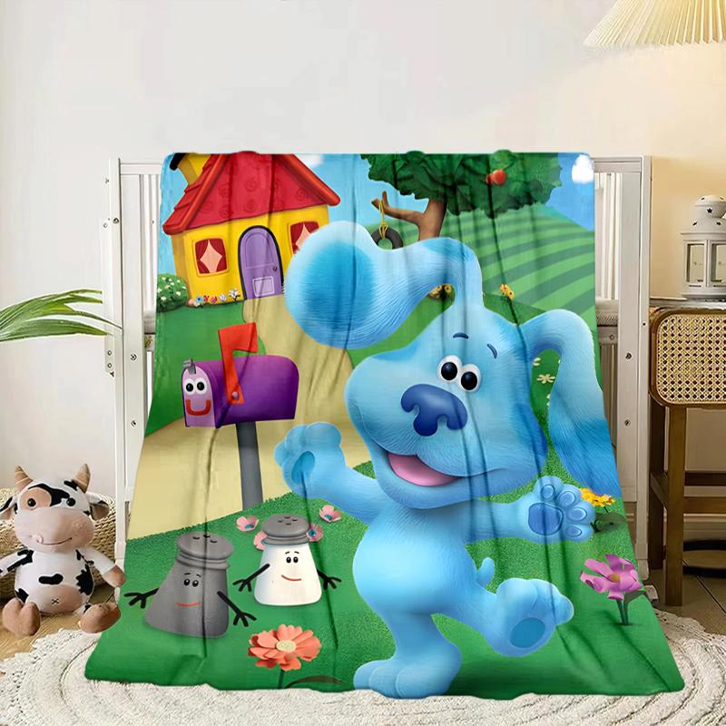 Cartoon Blue dog Blanket Flannel Blanket for bed, sofa, Camping, Hiking, Picnic Essentials, gift for family Fan gifts
