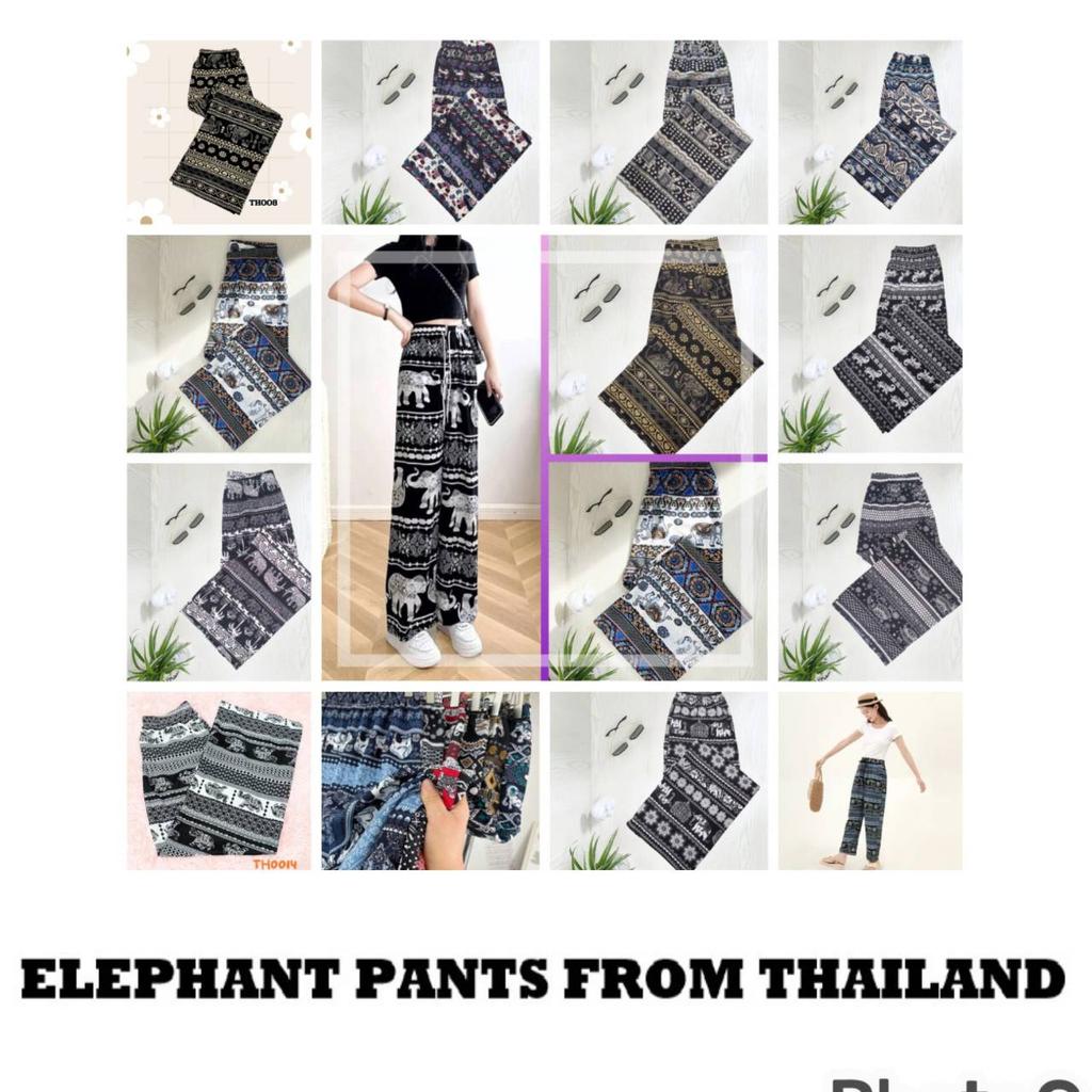 Elephant Pants Adjustable Elastic High Waistband Strap Loose Leg Unisex Man Women Print Thailand Casual Streetwear Beach Bohemian Retro Vintage