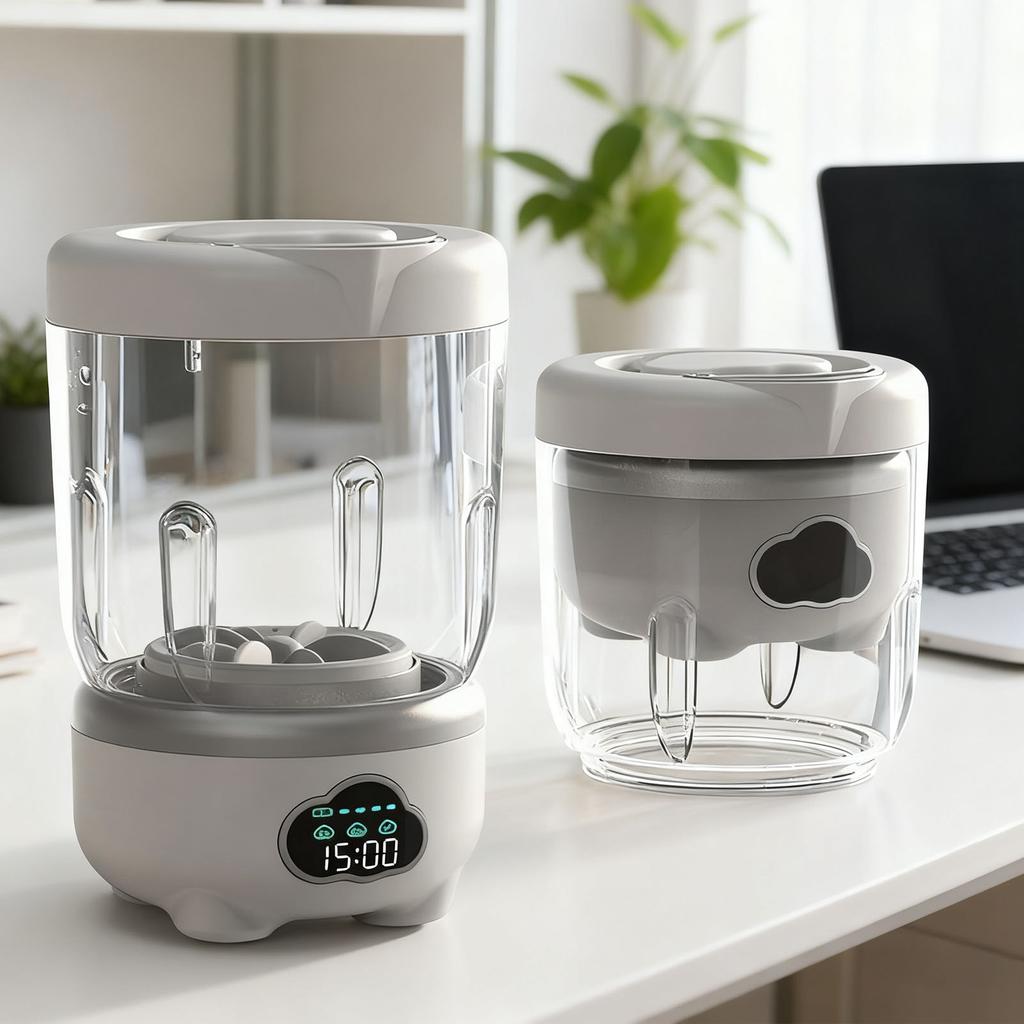 Underwear Washing Machine White Color 3 Modes Foldable 1.6L Portable Cordless Underwear Washer