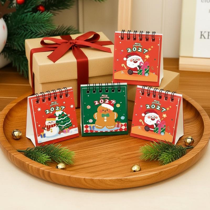 Creative Christmas 2027 Desk Calendar Cartoon Portable Schedule Planner Coil Binding Daily Planner Desktop Decoration