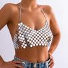 IngeSight.Z Sexy Plastic Sequins Neck Hanging Bikini Chest Body Chain Women Summer Bra Underwear Belly Chain Cage Festival Wear
