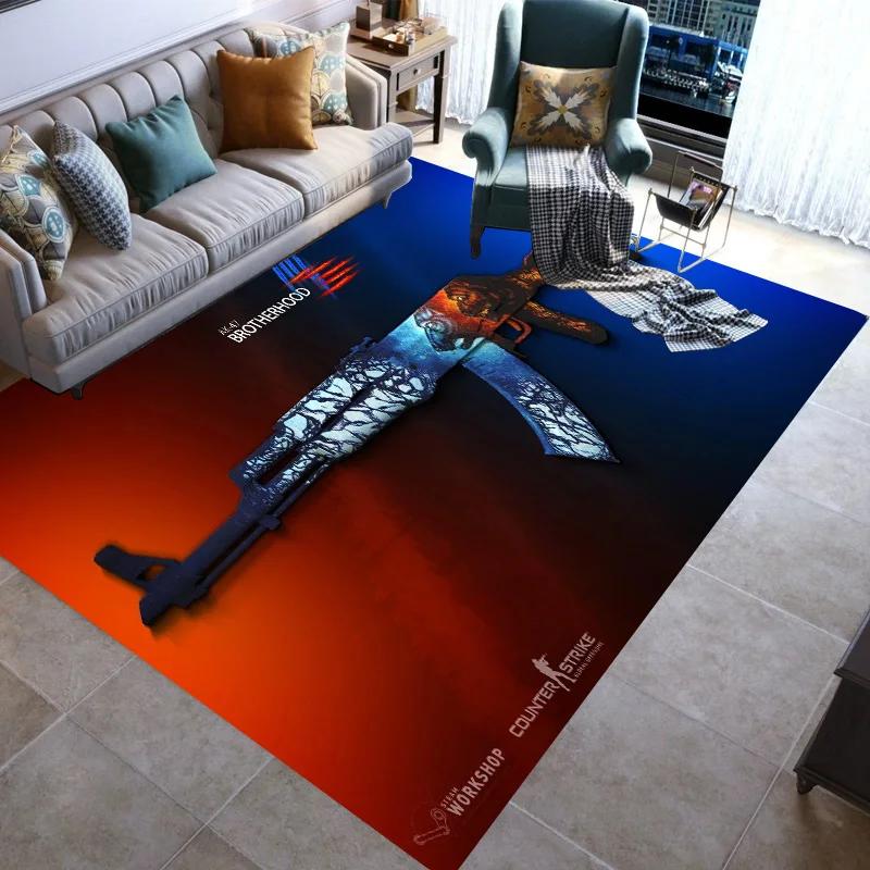 Retro Guns Pistol Ammunition Bullet Cartridge AK M4 Rug Carpet for Living Room Bedroom Decor Non-slip for Sofa Doormat Mat