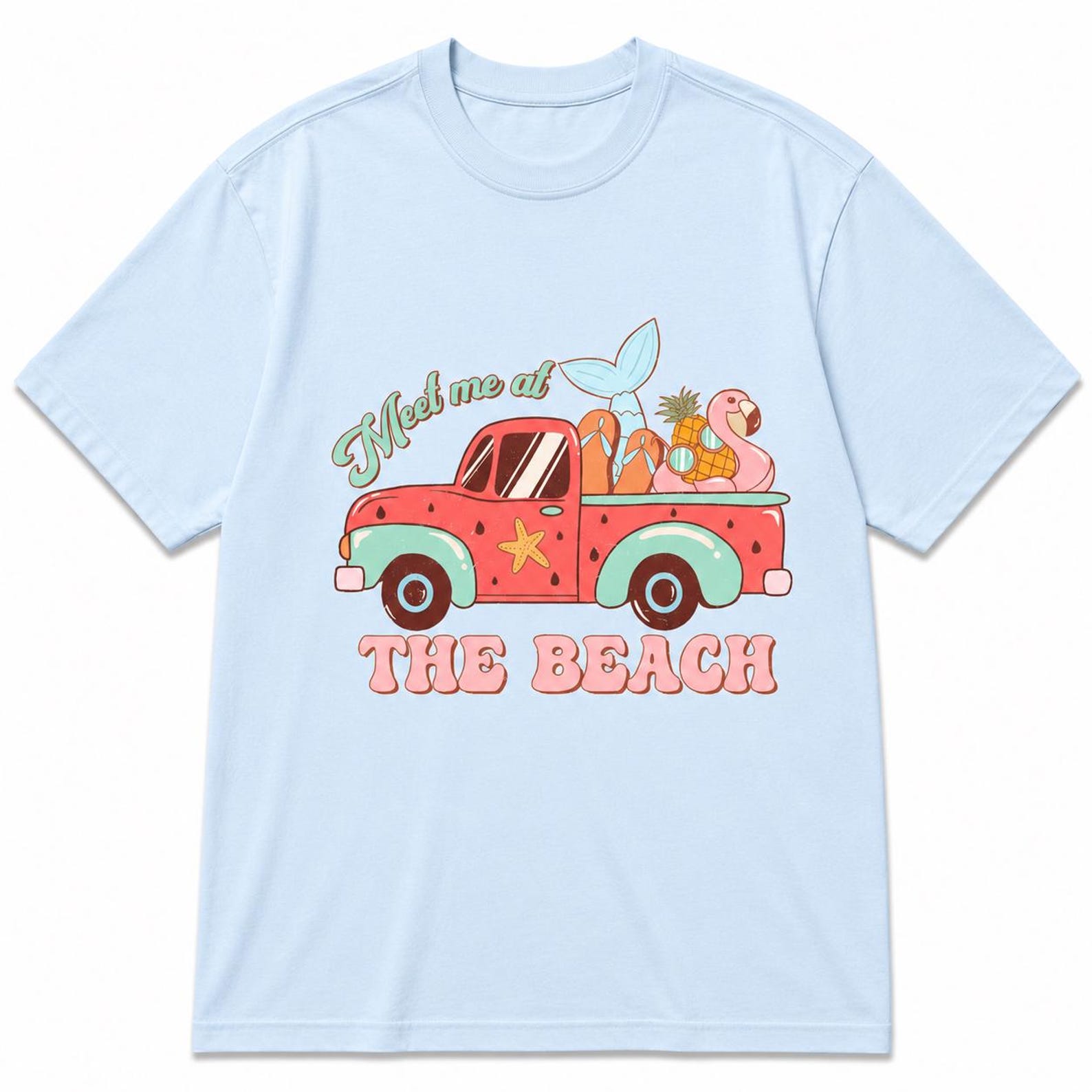 Retro Beach Truck Shirt, Vintage Summer Vacation Tee, Coastal Graphic T-Shirt L