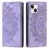 for iPhone 15 Plus,14 Plus,13 Mandala Embossed PU Leather Flip Wallet Case Magnetic Closure Cover