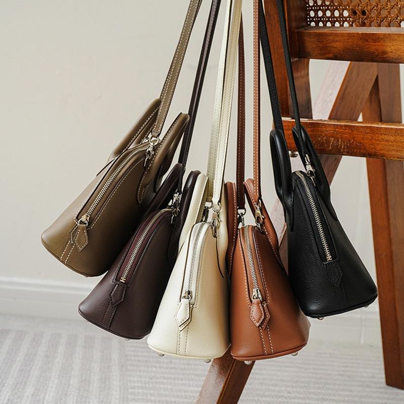 Damenhandtasche neue Schalentasche Rindsleder erste Schicht Bowlingtasche Umhängetasche