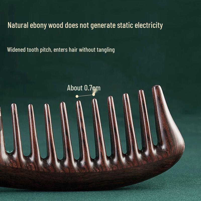 HOMEMAKER Natural Ebony Wood Wide Tooth Massage Comb
