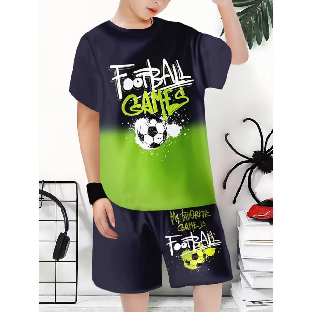 Summer Children's Sports Set Football 3D Print Soccer Jersey Sets for Children Quick-Dry T-Shirt Shorts Children's Clothing