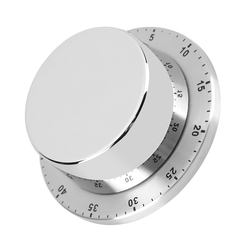 Manual Mechanical Kitchen Timer with Magnetic Base Countdown Cooking Baking Timing Tool Silver