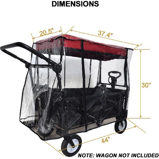 Rain Cover for Wagon Universal Clear Plastic Awning for Collapsible Beach Folding Utility Kids Grocery Push Stroller Wagon Cart Accessories Foldable
