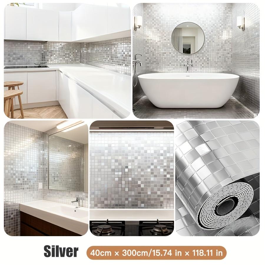 3D Mosaic Self-adhesive Wallpaper, Mirror Reflective Texture. Suitable for Bathroom Walls, Bathroom Waterproof Splashbacks