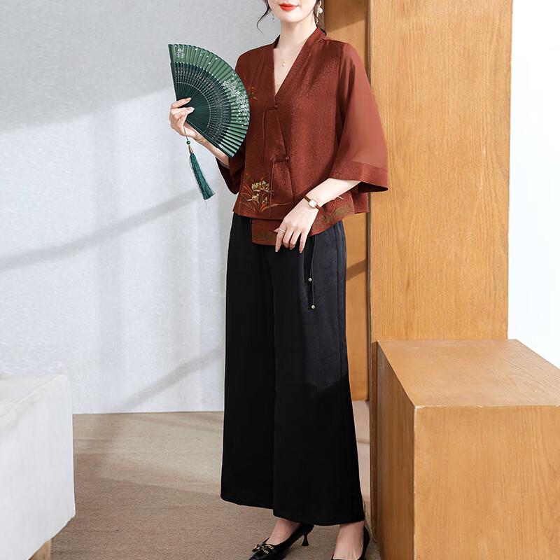 

XUEXI Women s Plus Size Embroidered Summer Two-Piece Set 4XL