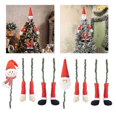 Christmas Tree Top Ornament Santa/Snowman Hugging Tree Toppers Festival Decoration for Home and Mall Parties Supplies