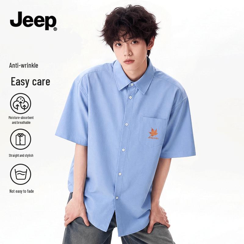 

JEEP Men s Summer Oxford Short-Sleeve Business Shirt 4XL