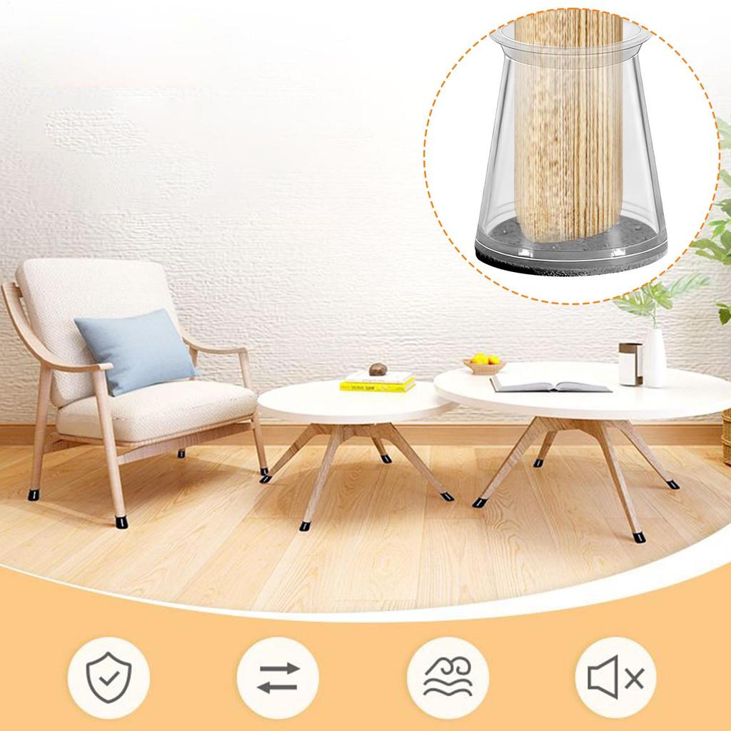 Chair Leg Covers Anti-Slip Anti-Scratch Cover Silicone Felt Furniture Pads For Table Patio Room Classroom Home Living Room