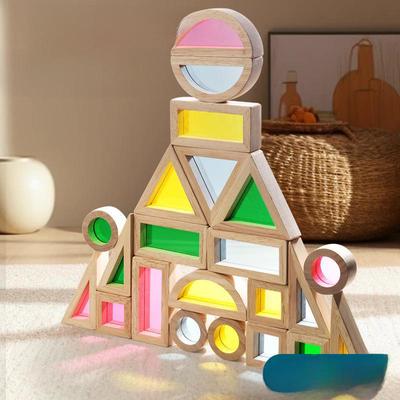 Montessori Colorful Acrylic Translucent Blocks for Light Sensory Play & Kindergarten Teaching