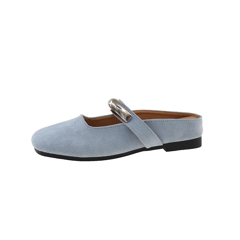 

Плоские тапочки с сумкой на голове, женские туфли, новинка 2025 года, ленивые туфли Мэри Джейн с полуподносом 40 синий