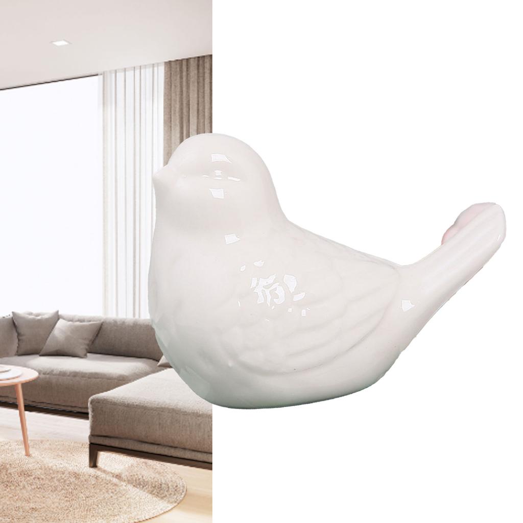 Cute Bird Ornament Ceramic Modern Simple Bird Ornament for Living Room Home Decor White