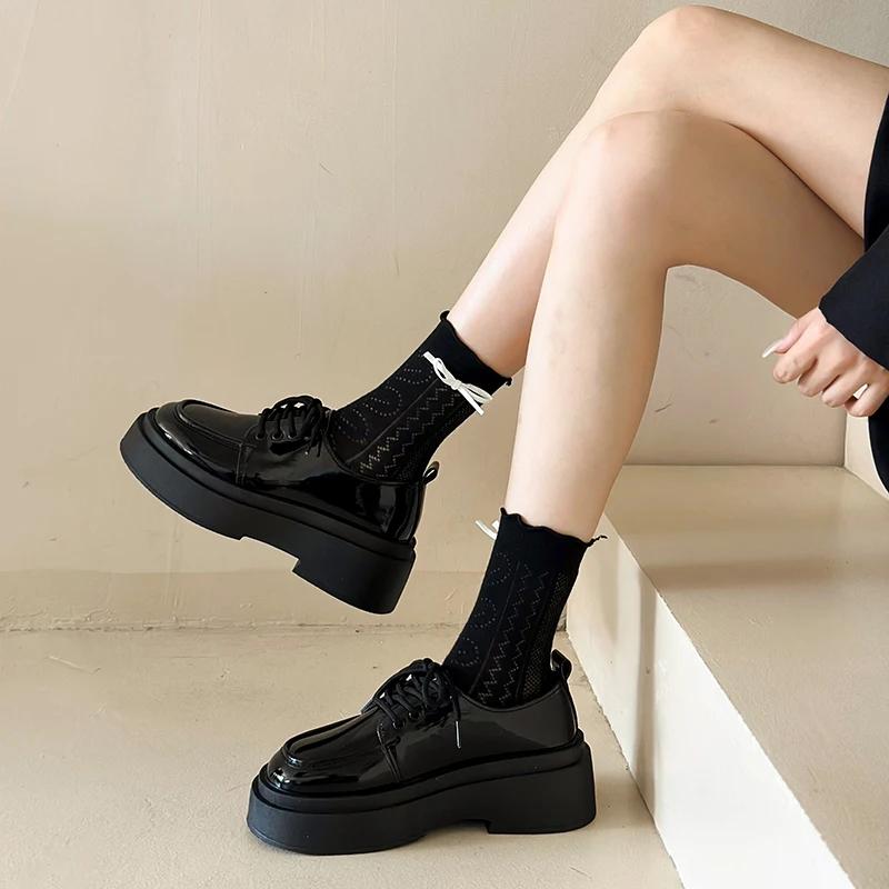 2024 Autumn New Female Thick Soled British Style Small Leather Shoes Casual Simple Fashion Loafers Shoes for Women