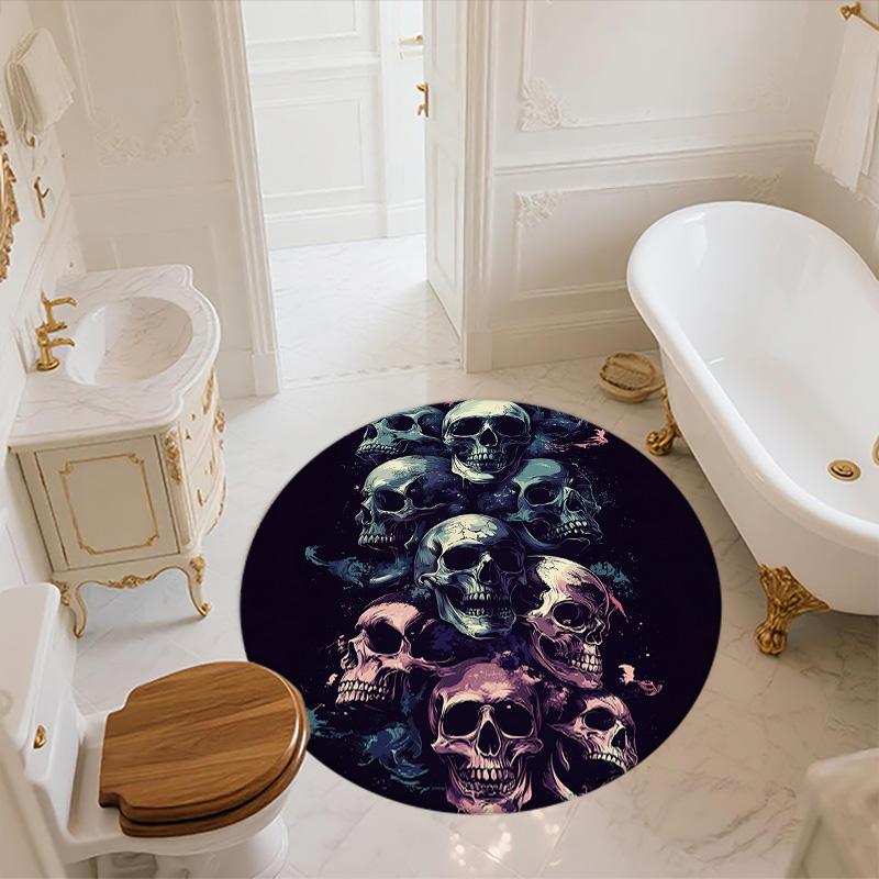 Pile of Skulls,Round Area Rug,Carpet Rug for Living Room Bedroom Sofa Playroom Decor,Non-slip Floor Mat