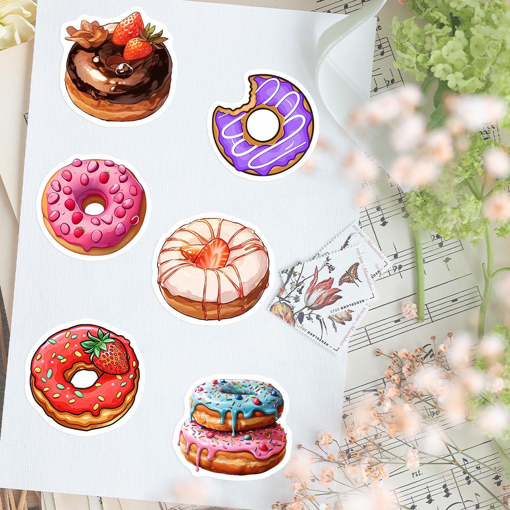 Cute Donut Dessert Stickers DIY Kids Toy Gift Decal for Phones Laptops Cars Scrapbooking Luggage Decorative Graffiti Waterproof