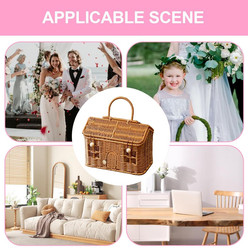 Wicker Baskets For Storage House Shape Portable Organizer Storage Baskets For Shelves For Closet Pantry Laundry Nursery Toy