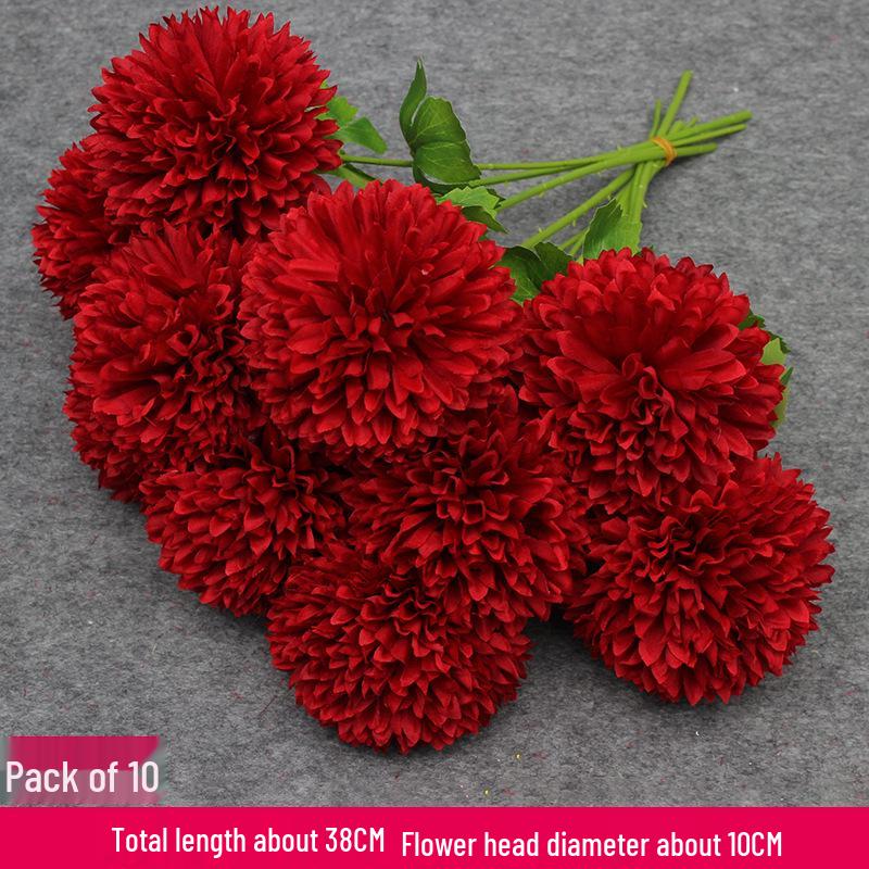 10-Piece Burgundy Floral Décor Set: Red-Toned Artificial Flowers, Mat, Aisle Runner, Wedding Decoration