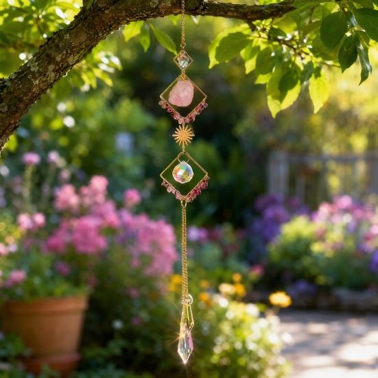 Crystal Sun Catchers for Windows, Colorful Healing Light Crystal Suncatcher, Glass Ball Prism Pendant, Decorative Wind Chimes, Indoor Outdoor Patio