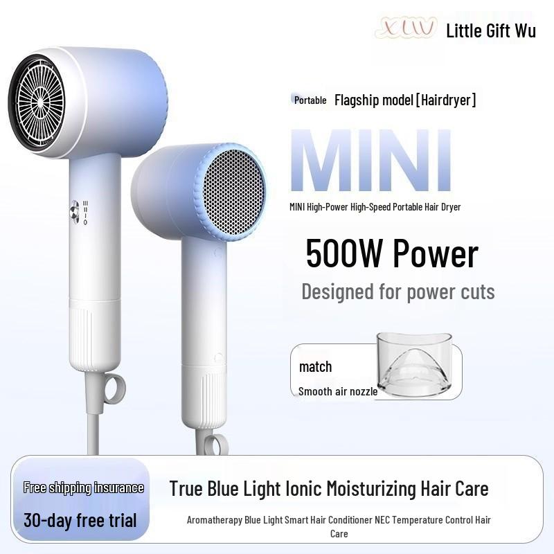 Mini 5W/8W/12W Hair Dryer with Negative Ion Care - Portable, Low-Power, Quick-Dry for Dorms