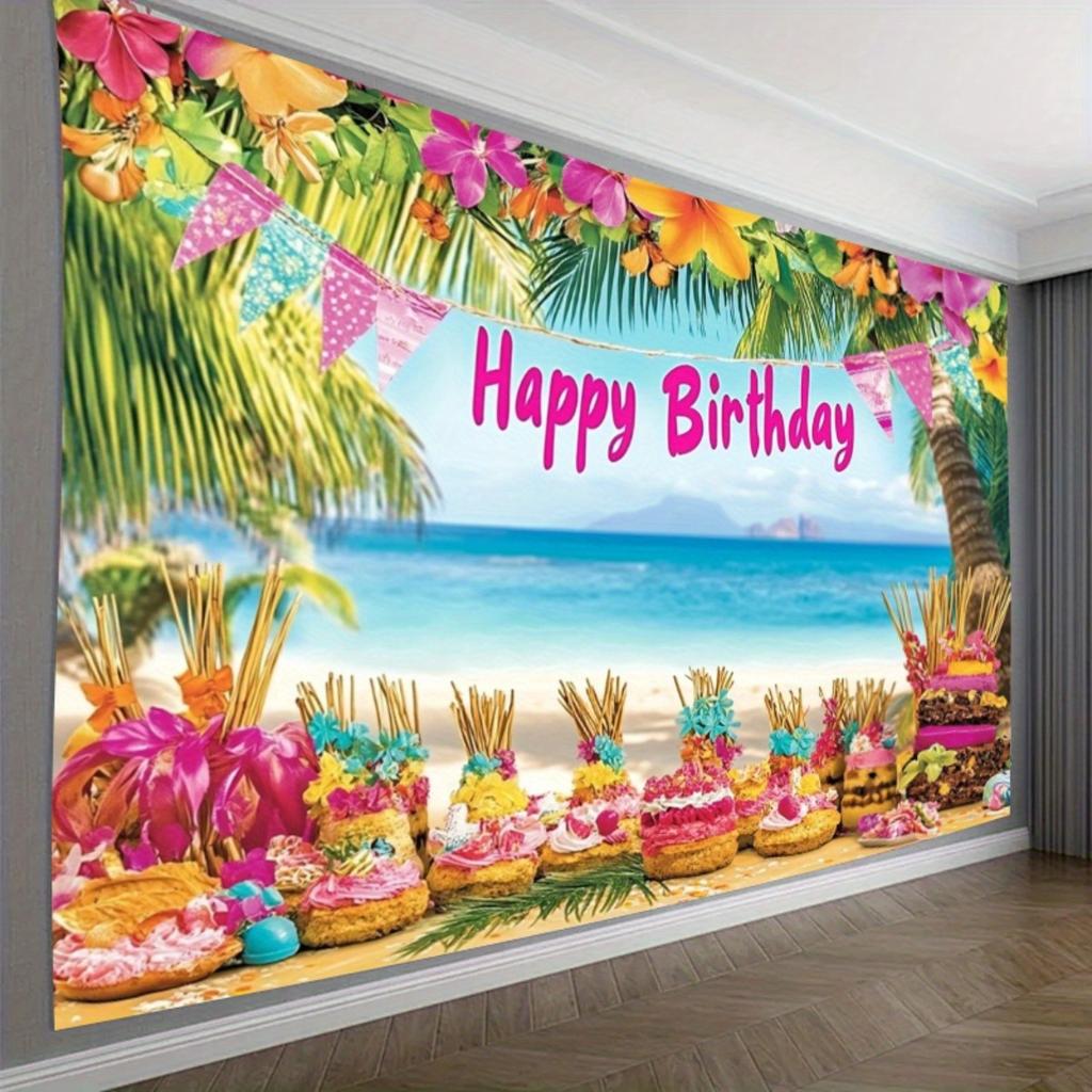 2D Flat 1pc 2D Flat Beach Oversized Backdrop Banner Party Banner Backdrop Party Supplies For Live Stream Backdrop Party Decor Birthday