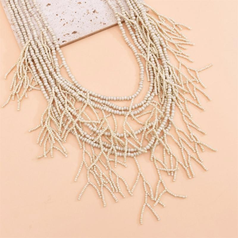 Handmade Multilayer Rice Beads Necklace Choker Necklace Jewelry For Women Skin Friendly Bohemian Dress Neck Wear