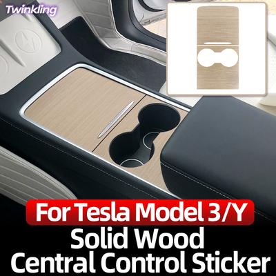 Do samochodu Tesla 2021-2023 Model 3 model Y Panel konsoli środkowej z litego drewna Naklejka na akcesoria wewnętrzne